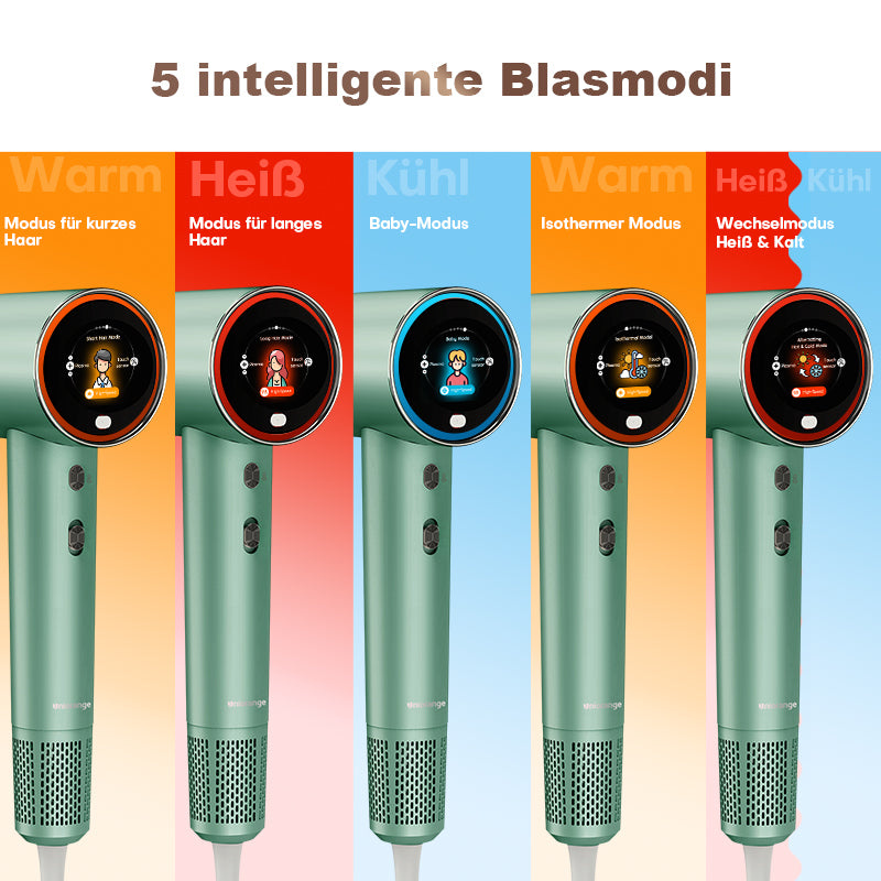 Uniorange H6 Sèche-cheveux haute vitesse à ions plasmas, écran LCD HD, 5 modes intelligents, 1600 W de puissance et 1 milliard d'ions plasmas, moteur haute vitesse 110 000 tr/min