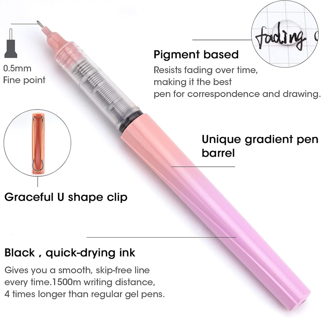 WRITECH Lot de 8 stylos à encre liquide à bille 0,5 mm - Noir