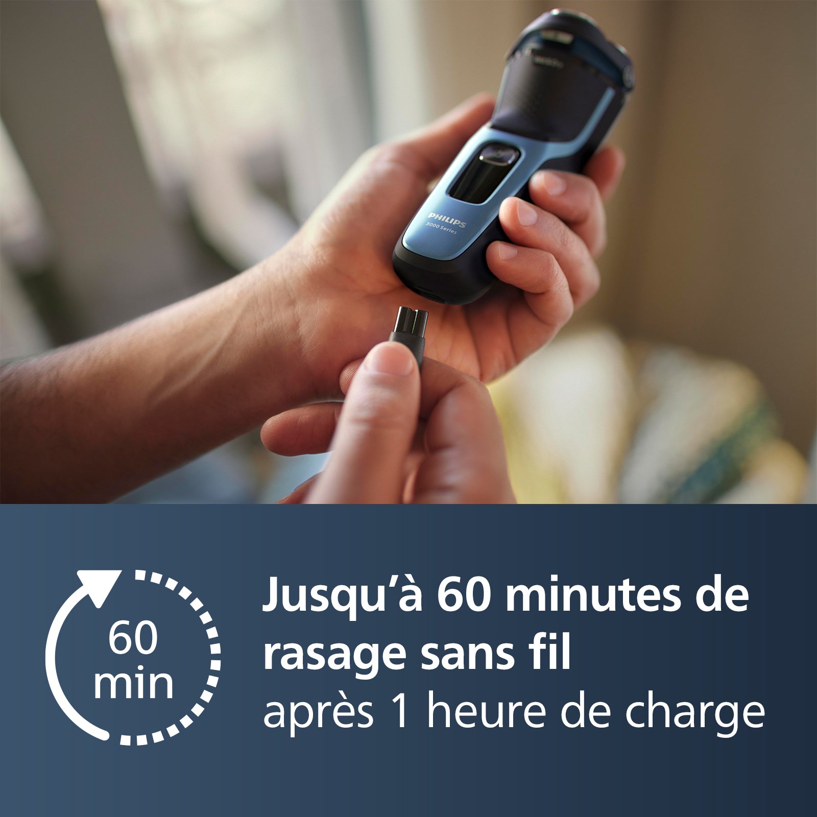 Philips Series 3000 S3243/12 Rasoir électrique avec têtes 5D Pivot & Flex, 27 lames PowerCut auto-affûtées, utilisation humide & sèche, tondeuse rétractable, charge rapide - Noir