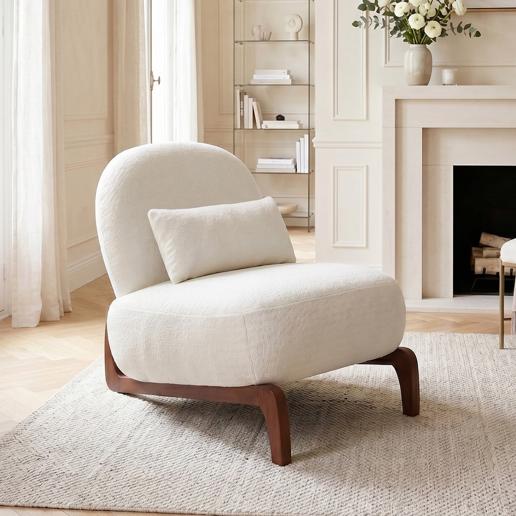 Chaise de coin en velours URBAN MEUBLE, pieds en bois massif, beige, 86,9 x 72,1 x 69,9 cm