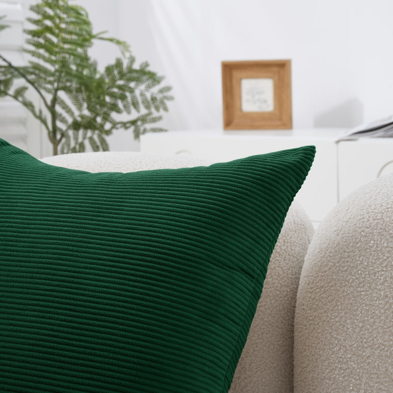 MEROPE, Housse de coussin en velours côtelé polyester, 50x50 cm, vert forêt, 1 pack