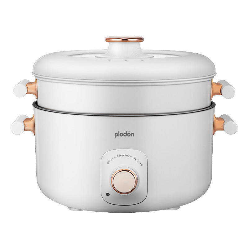 Plodon 1200W 5L Marmite Électrique Multifonction Avec Cuiseur Vapeur Cuve de Cuisson Antiadhésive Mijoteuse Avec Double Contrôle de Puissance Pour Ragoût, Cuisson Vapeur, Fondue