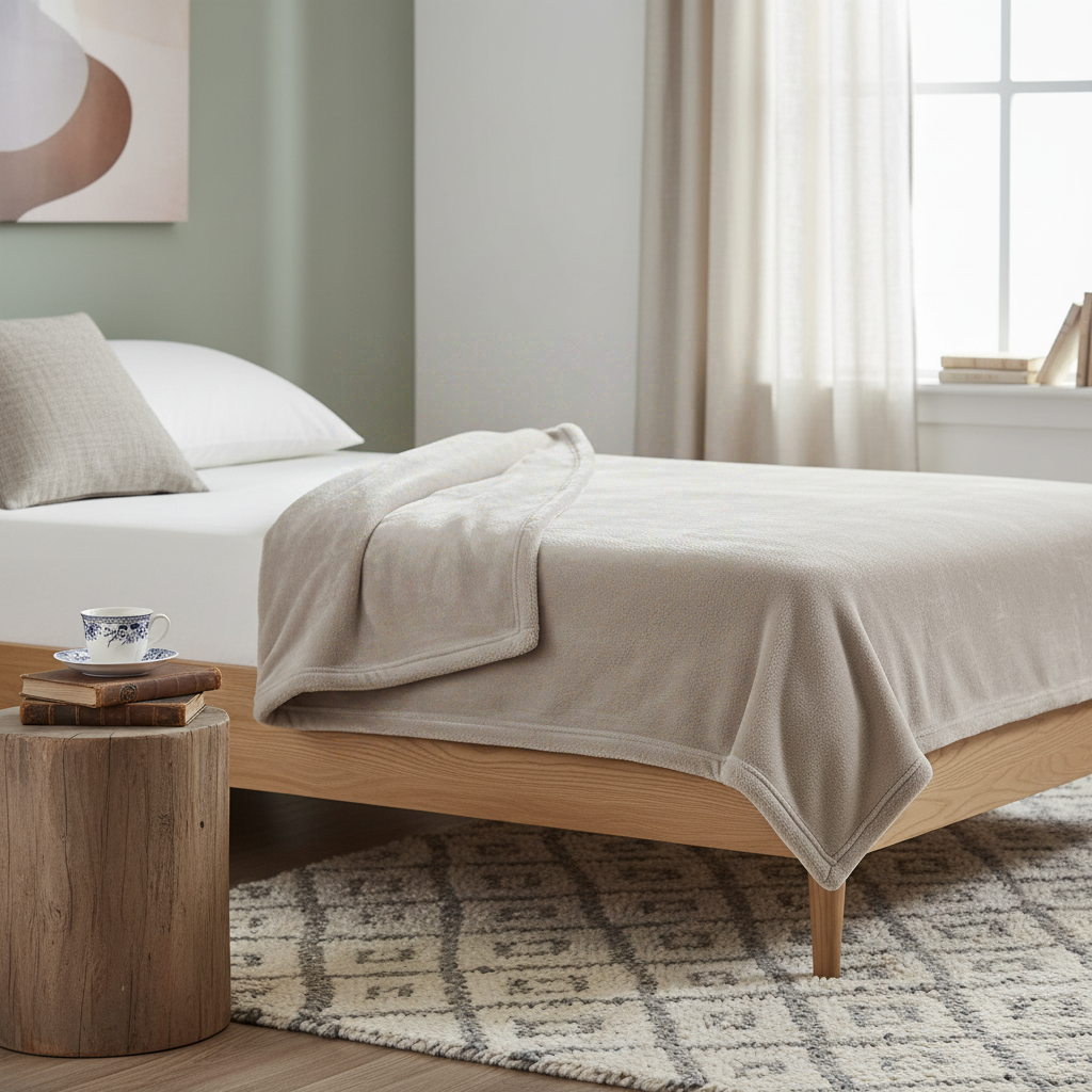 Vivaraise Théo Couverture en microfibre recyclée gris perle - 130 x 160 cm