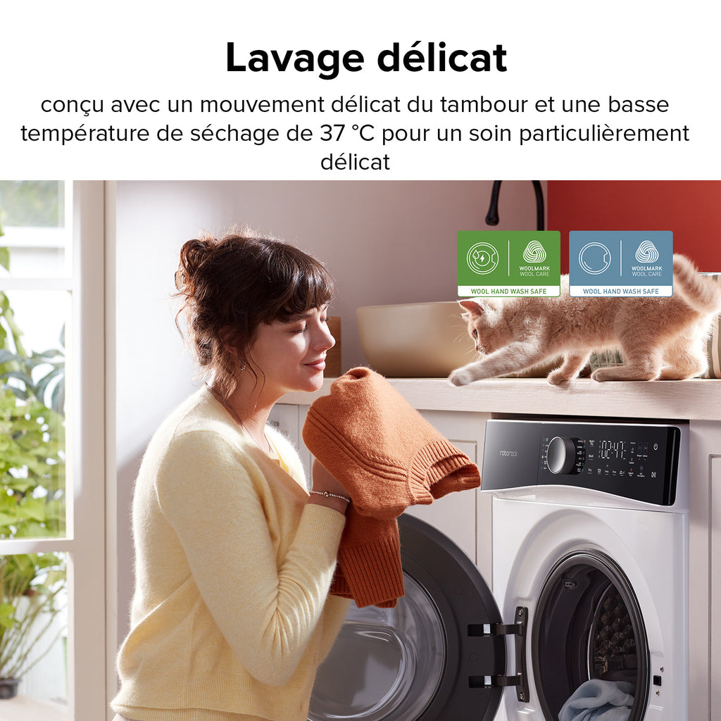 Roborock Zeo Lite Lave-linge séchant avec technologie Zeo-Cycle, contrôle via application et système LintClear, blanc - 10 kg / 6 kg