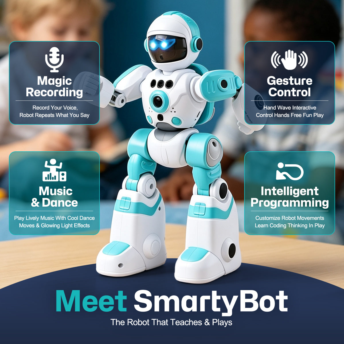 Large Robot with Remote Voice Control: Smart Programmable Educational Storytelling Toy with Gesture Sensing, Gift for Kids.