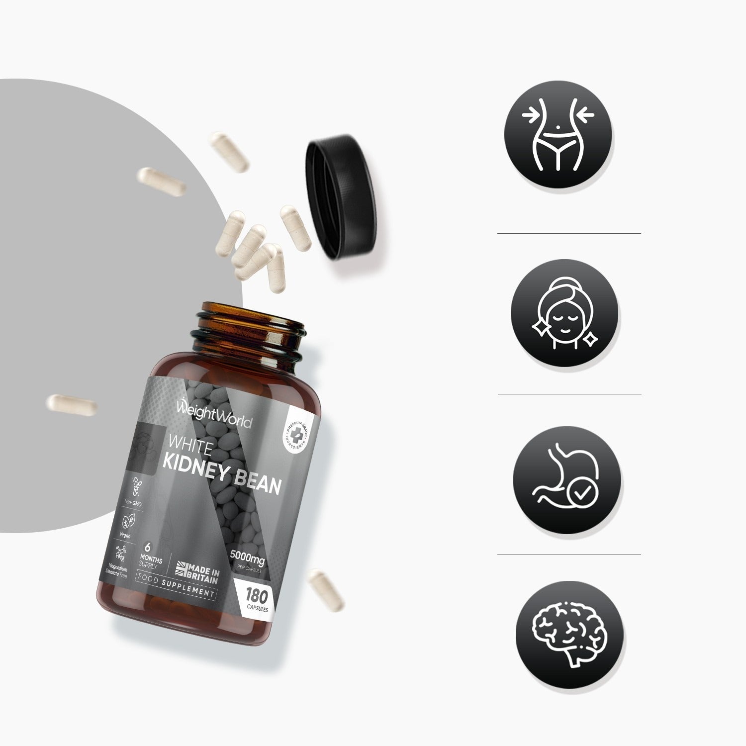 WeightWorld Extrait de haricots blancs 5000 mg - 180 gélules