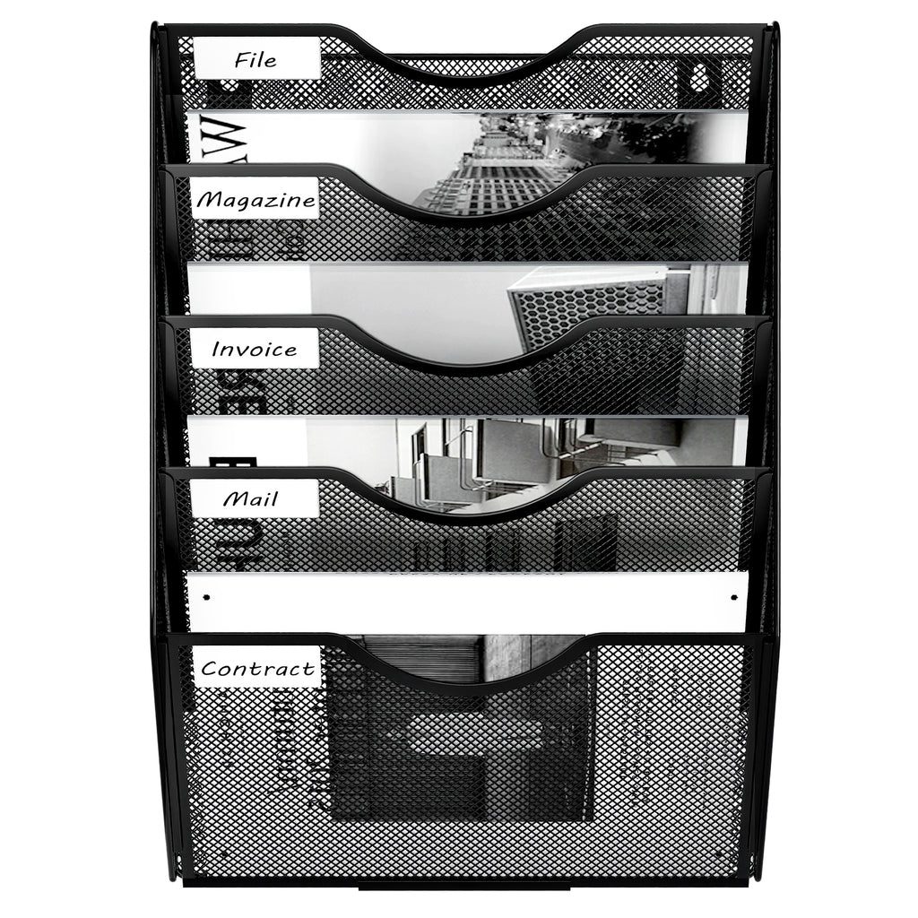 Senhoglb Porte-documents mural assemblé en maille A4 à 5 niveaux - Noir, Promotion du Nouvel An, Meilleures idées cadeaux