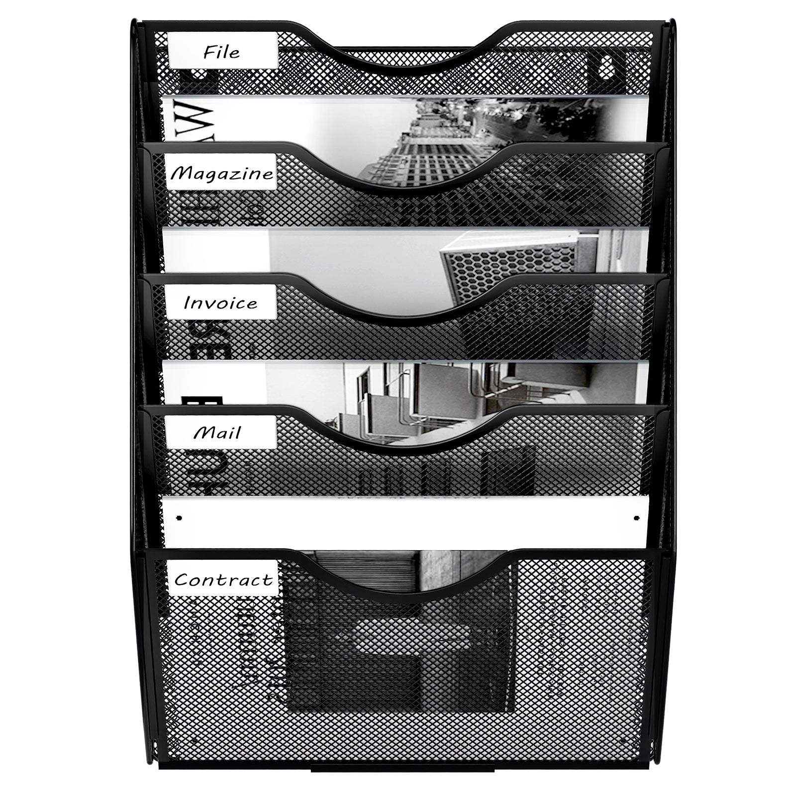 Senhoglb Porte-documents mural assemblé en maille A4 à 5 niveaux - Noir, Promotion du Nouvel An, Meilleures idées cadeaux