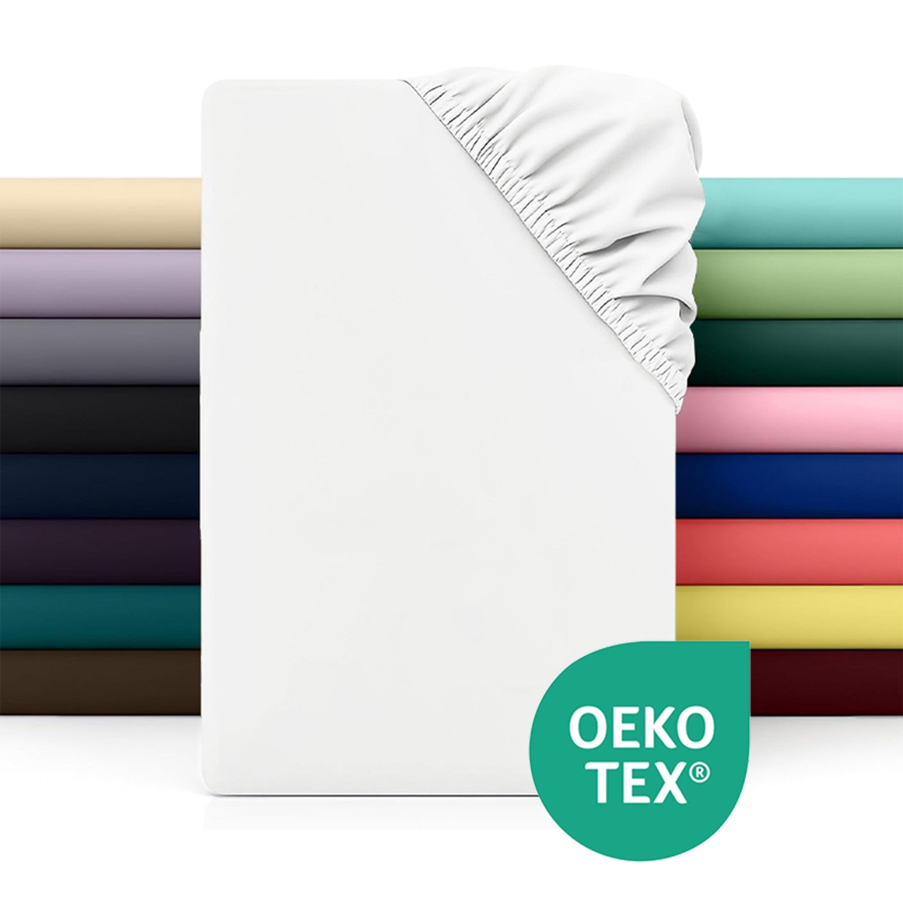 LEBONSOIR Drap-housse 160 x 200 cm, bonnet profond 30 cm / 12 po, microfibre douce, élastique anti-déboîtement, 1 drap-housse uniquement, Blanc