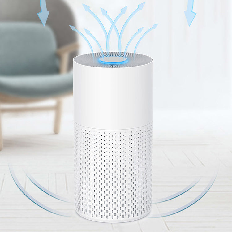 Homintell Purificateur d’air - CADR 150 m³/h, 3 vitesses, filtres HEPA et à charbon, minuterie 8 h, commande tactile, lumière d’ambiance 7 couleurs, idéal pour pièces de 18 m²