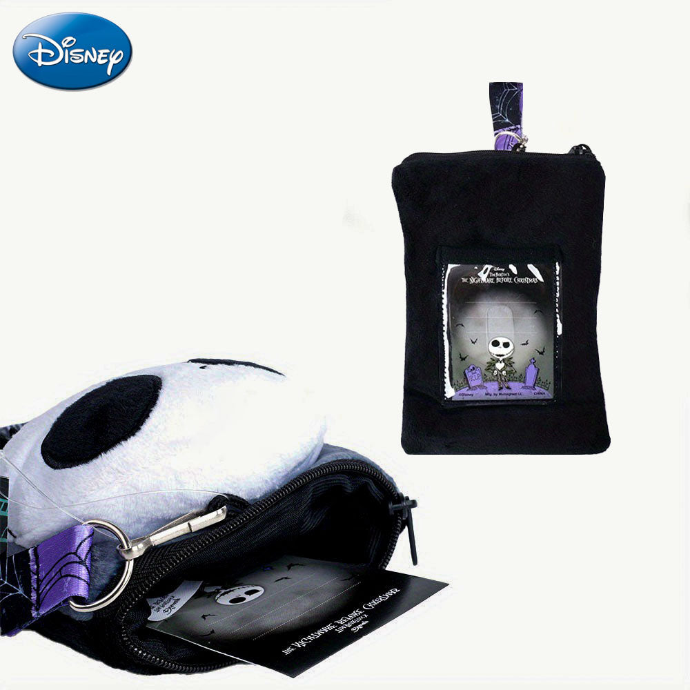 DISNEY 1 pièce Porte-cartes Jack Skellington en peluche L'étrange Noël de Monsieur Jack avec tour de cou, sous licence officielle, Accessoires de cosplay Ville d'Halloween