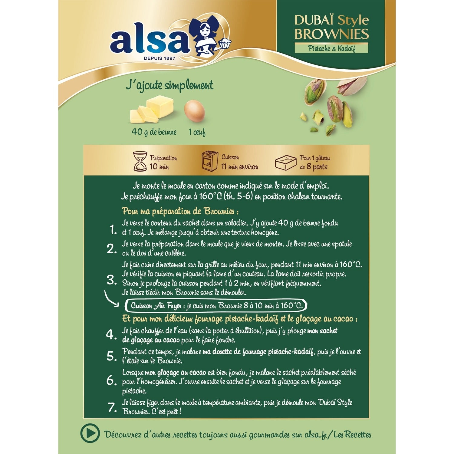 ALSA Préparation pour brownies style Dubaï 260 g