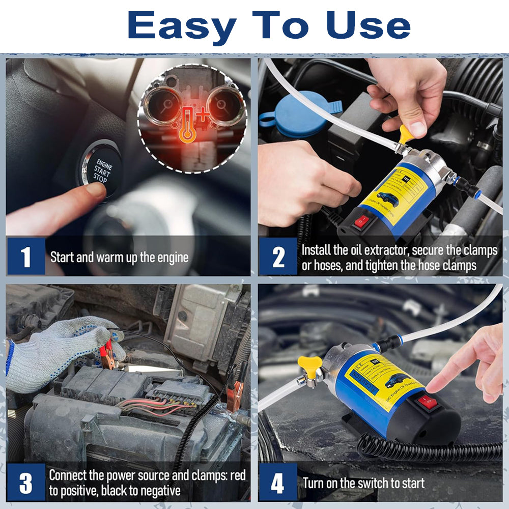 EAFC Pompe à huile portable 12 V, débit 1 à 4 l/min avec extraction-aspiration de liquide pour voitures, motos et bateaux