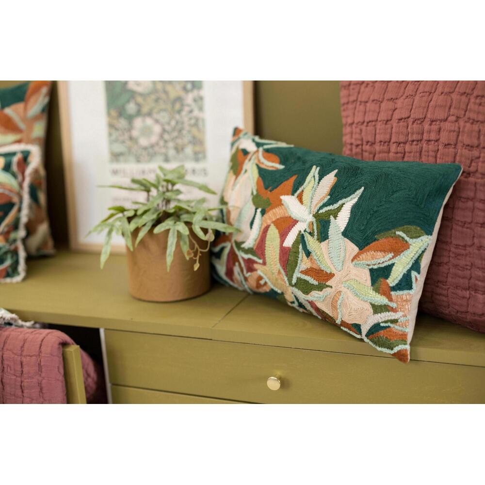 Housse de coussin brode alina petrole