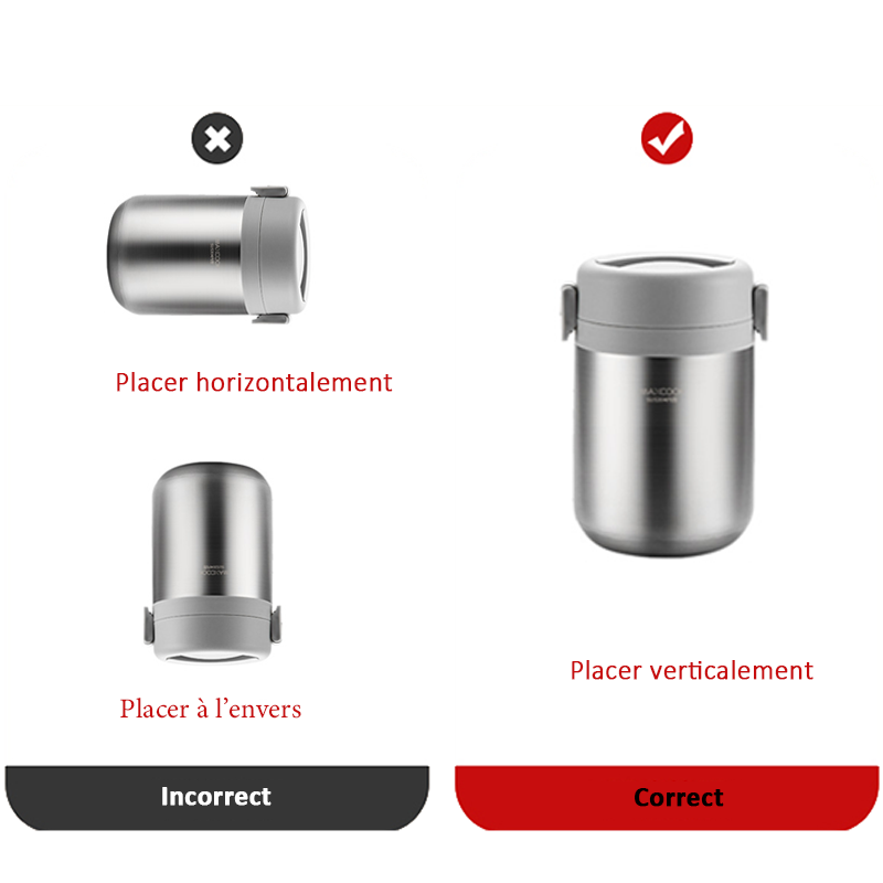 Maxcook Pot alimentaire isotherme en acier inoxydable 316 avec sac repas pour aliments chauds Boîte repas isotherme sous vide en acier inoxydable Thermos à soupe étanche Pot alimentaire isotherme à large ouverture 1,5 L MCTG0863
