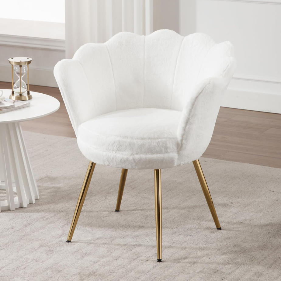 Ya-Home Chaise d'appoint rembourrée avec pieds dorés, chaise de coin moderne en forme de pétale pour salon/chambre