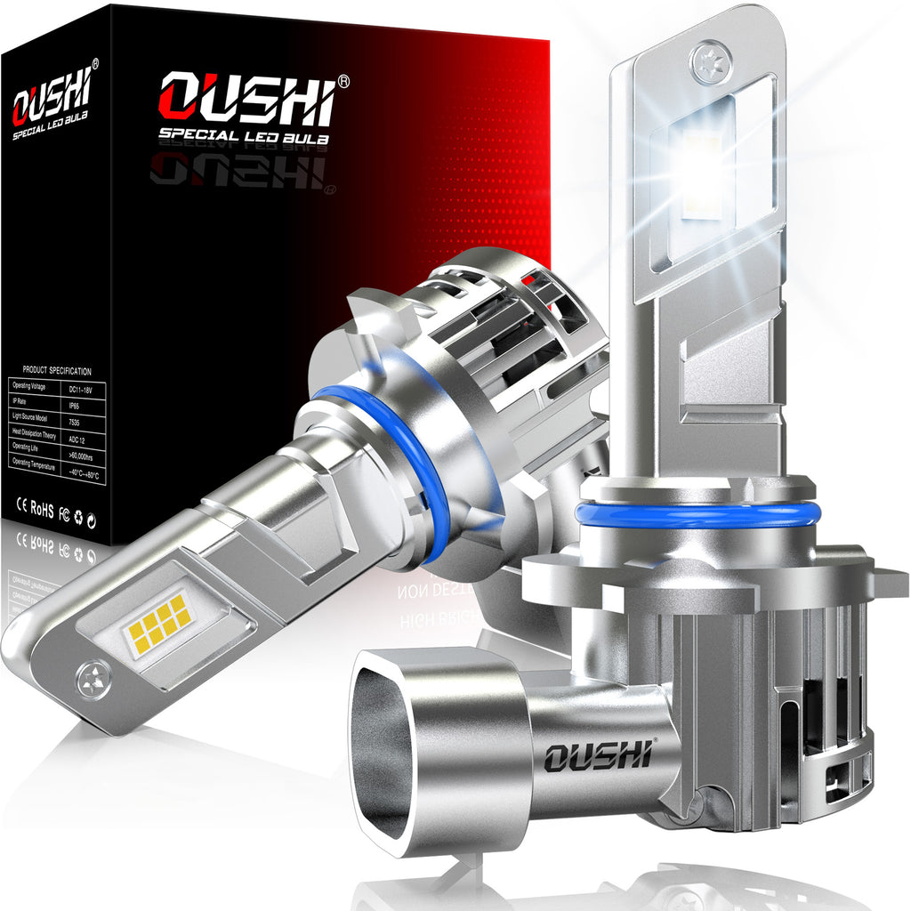 OUSHI HB4 - Ampoules LED de phare, améliorées de 600 %, blanc xénon 6500 K, format 1:1 mini, HB4 LED, 30 000 lm, plug-and-play, équivalent 9006, lot de 2