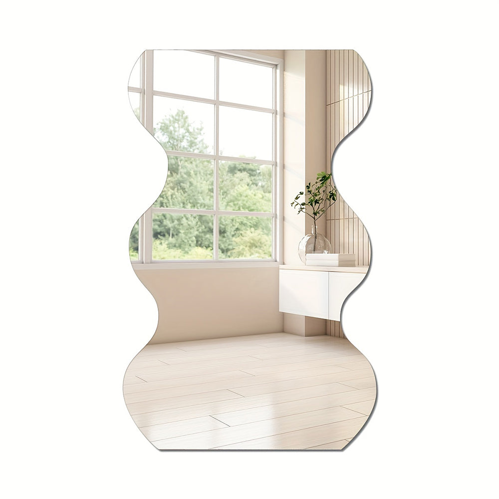 Autocollant Miroir en PVC Acrylique Forme Vague Irrégulière - Décoration Esthétique pour la Maison