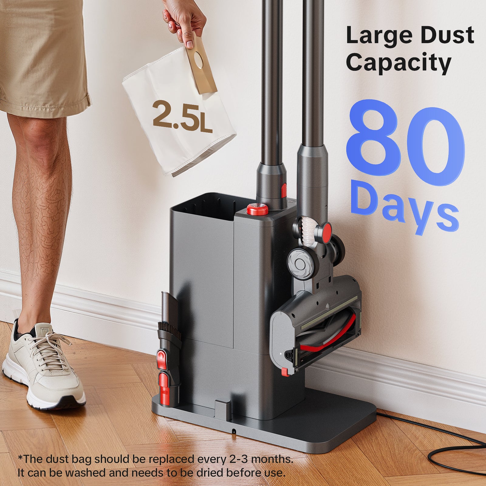 Lubluelu X1000 Aspirateur balai sans fil avec batterie et station de dépoussiérage à vidange automatique, 2,5 L - Or