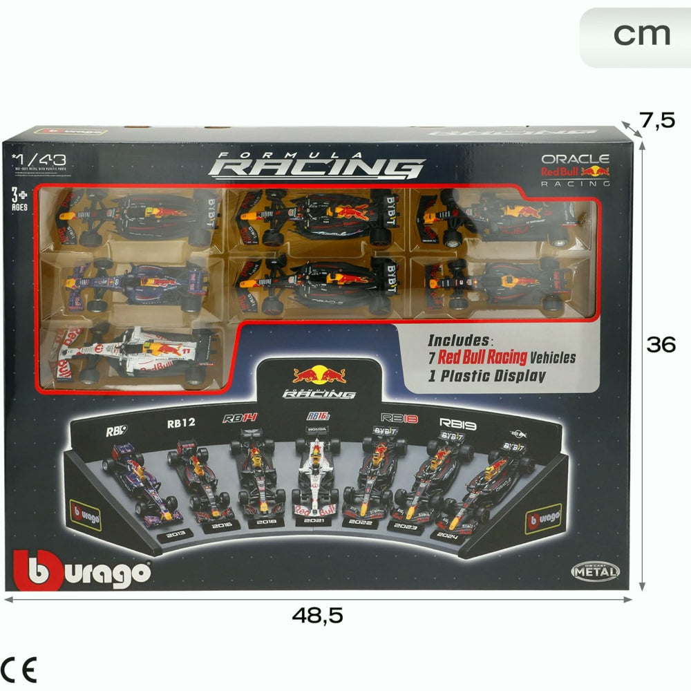 Red Bull Racing Échelle 1/43 Formule 1 Pack de 7 Véhicules avec Présentoir