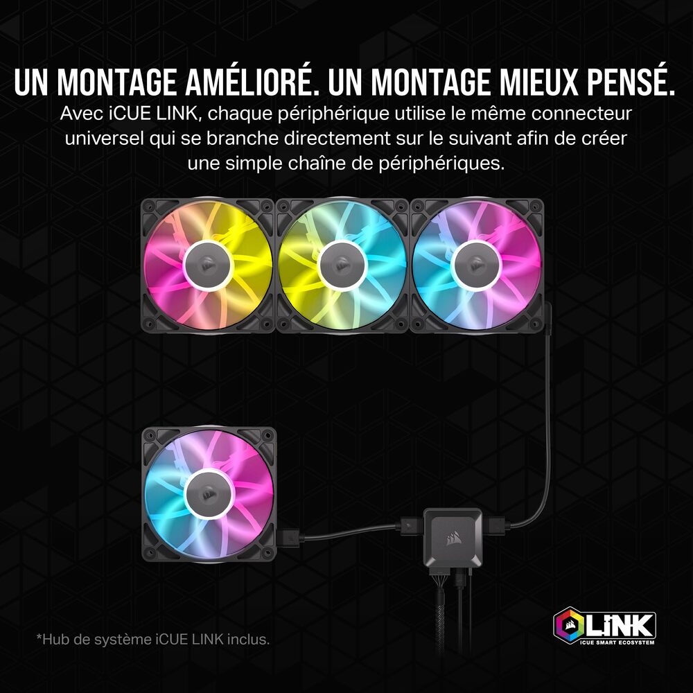 CORSAIR RX RGB Series, iCUE LINK RX120 RGB White, 120mm RGB Fan, Triple Fan Kit