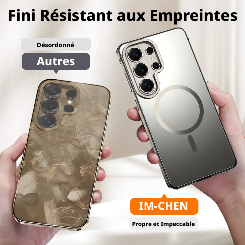 Coque pour Samsung Galaxy S26 Ultra, cadre en alliage, couleur originale, anneau magnétique, noir, 1 pièce