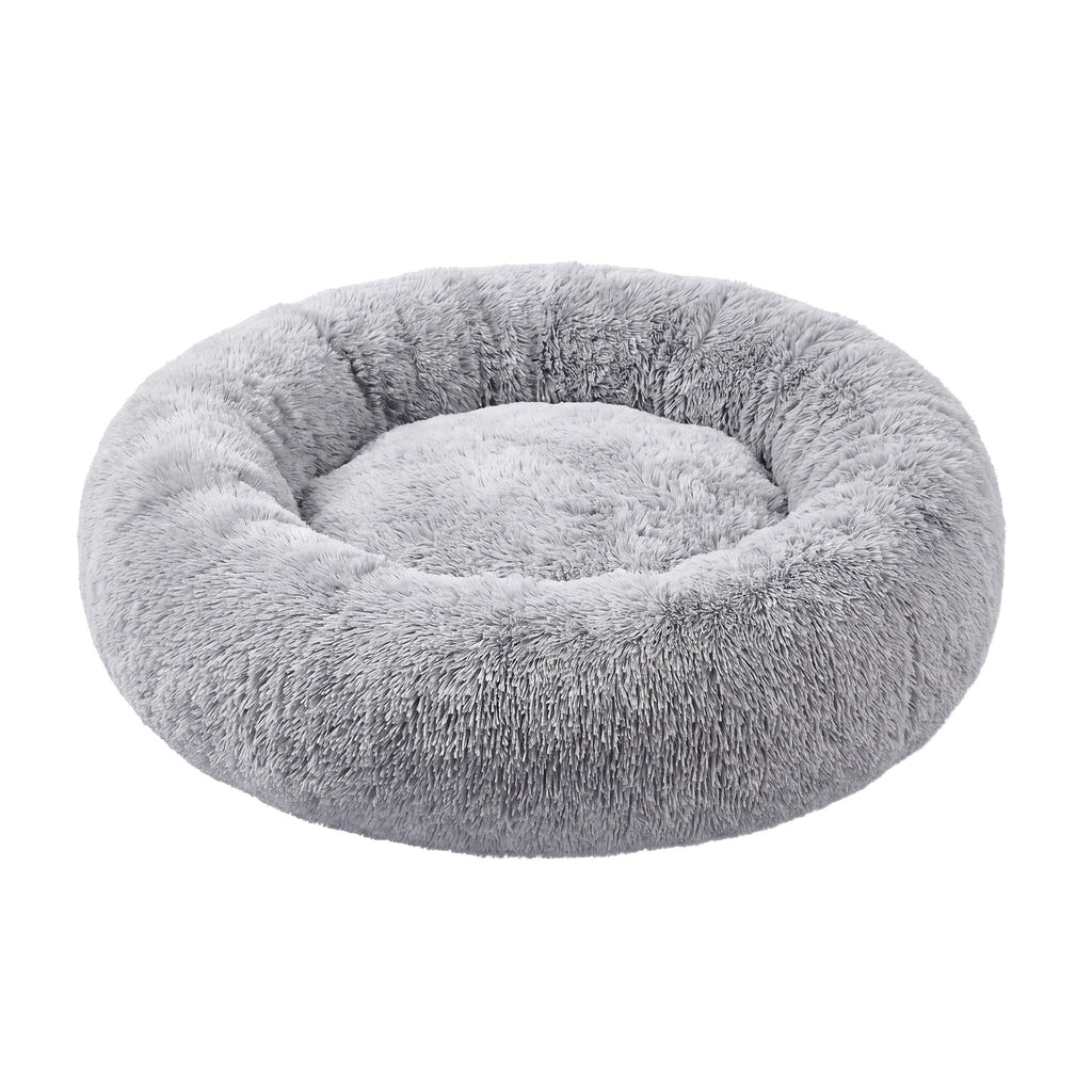 JOYFURNOS Tapis moelleux pour cage de chien avec housse amovible et lavable, gris, 120 x 20 cm, peluche longue, garnissage en coton PP