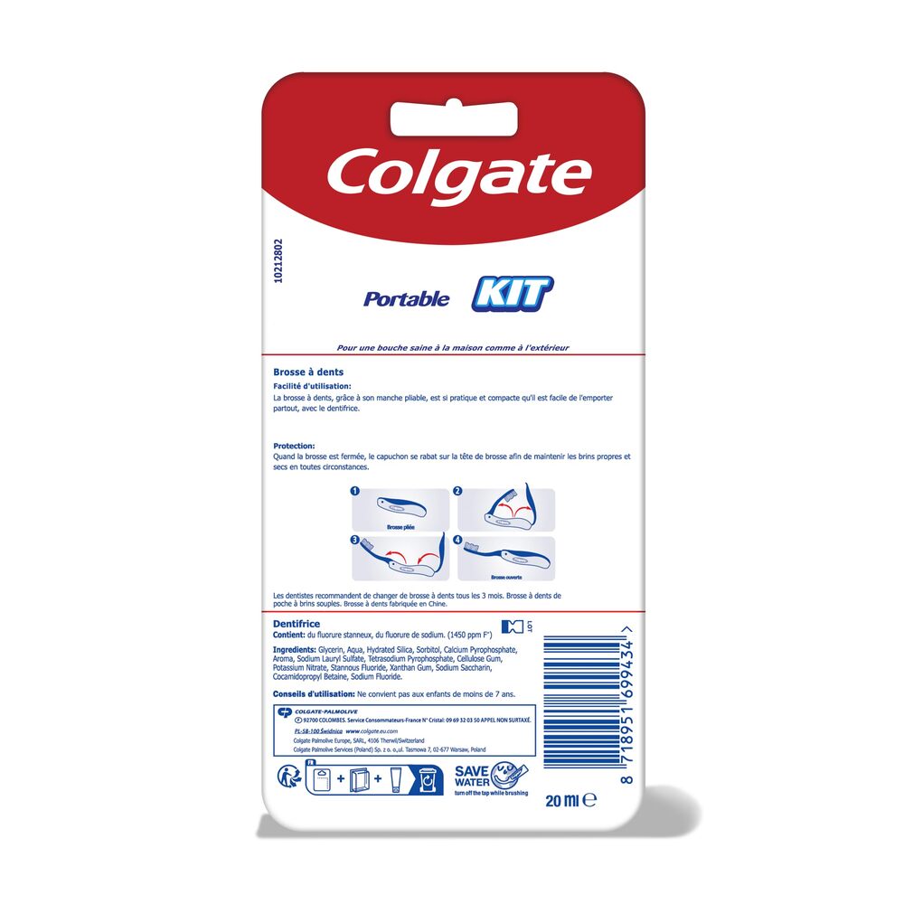 Colgate - Kit de voyage - Brosse + Dentifrice 20ml