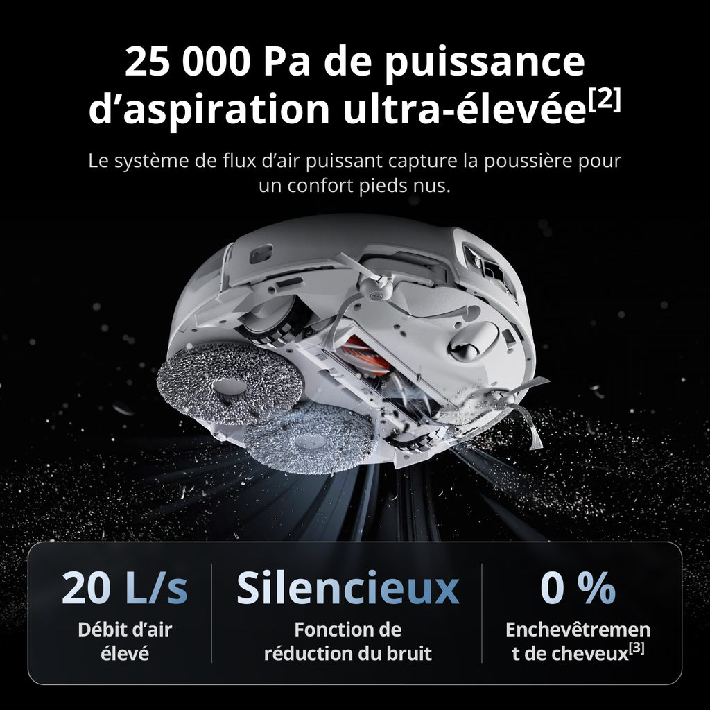 DJI ROMO P Aspirateur Robot Laveur avec design Transparent, Aspiration 25 000 Pa, Détection De Niveau Drone, Deux Bras Robotiques, Fonctionnement sans Entretien 200 Jours
