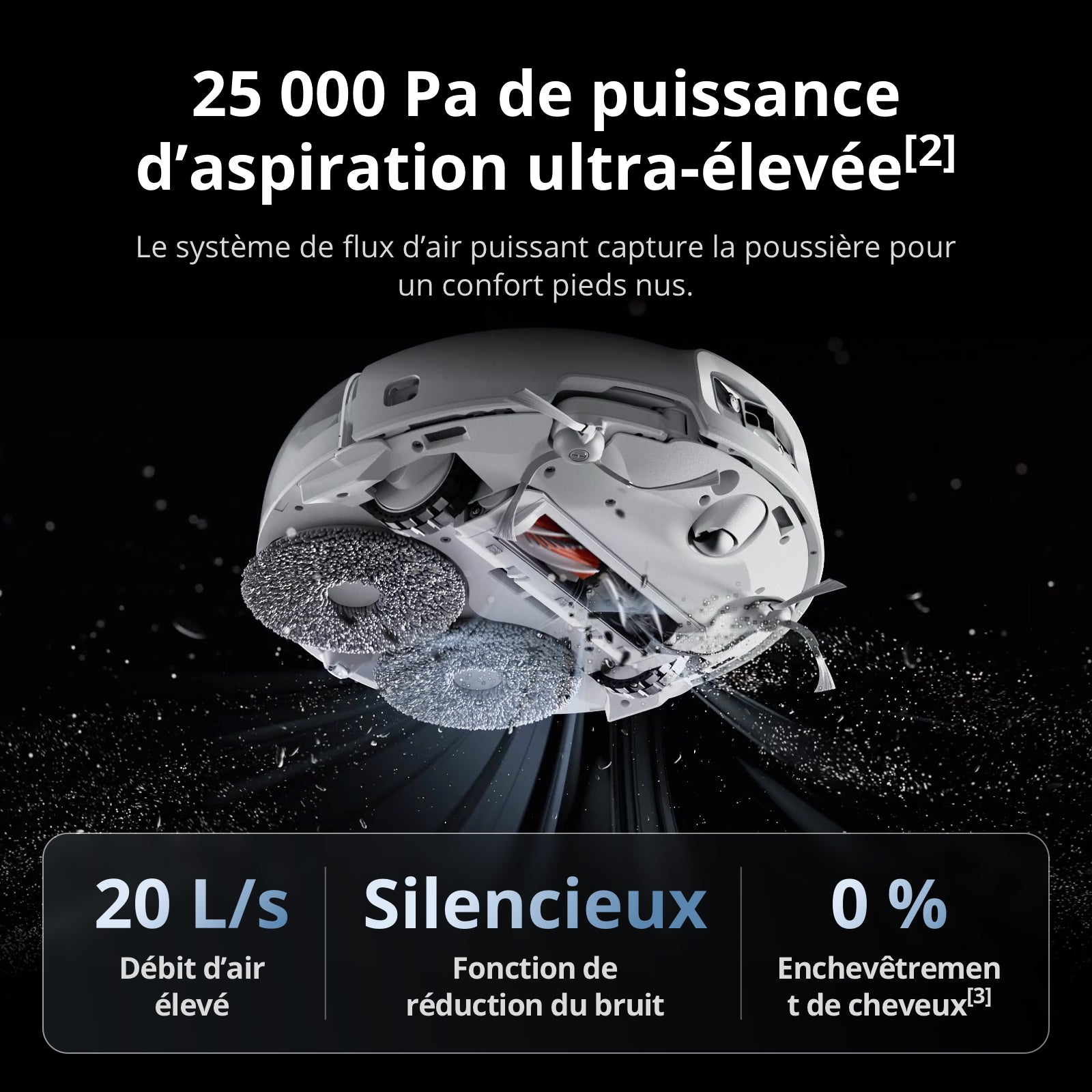 DJI ROMO P Aspirateur Robot Laveur avec design Transparent, Aspiration 25 000 Pa, Détection De Niveau Drone, Deux Bras Robotiques, Fonctionnement sans Entretien 200 Jours