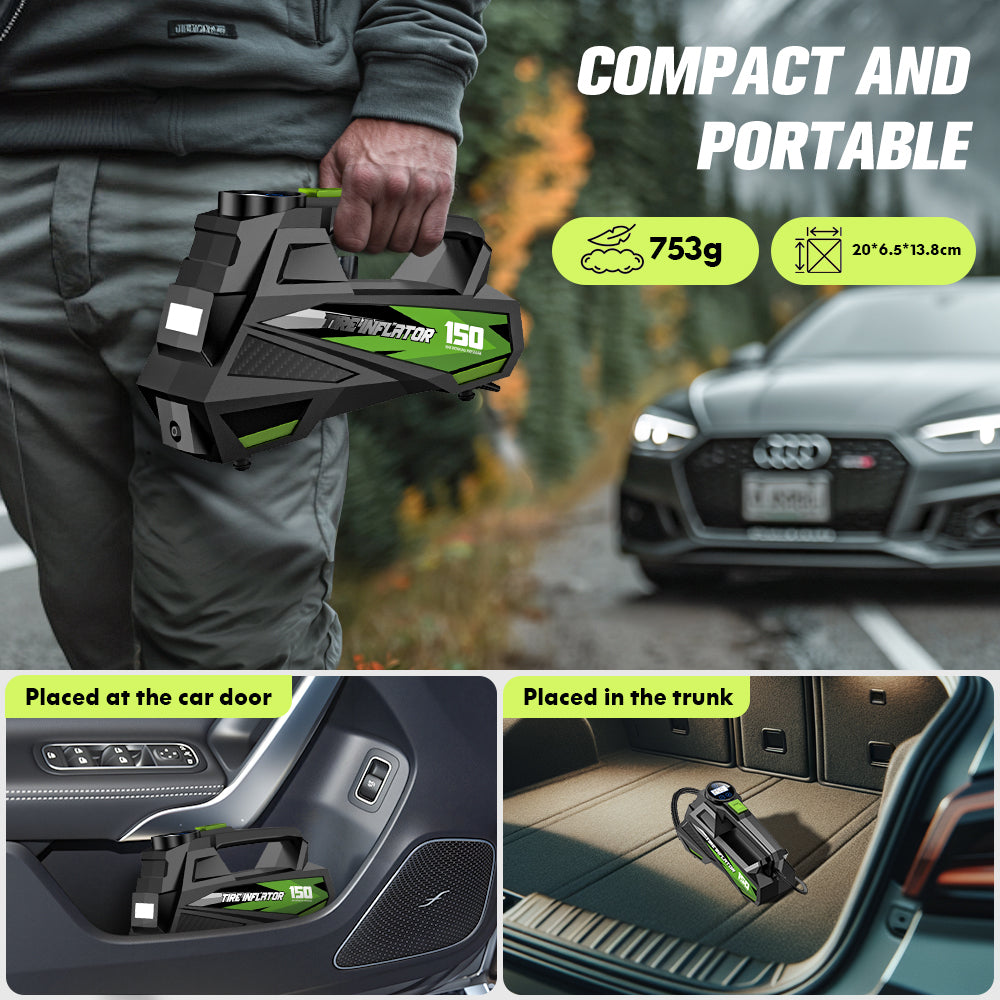Carsun Mini pompe à air filaire pour voiture Compresseur multifonction avec cordon rallongé pour véhicules et vélos