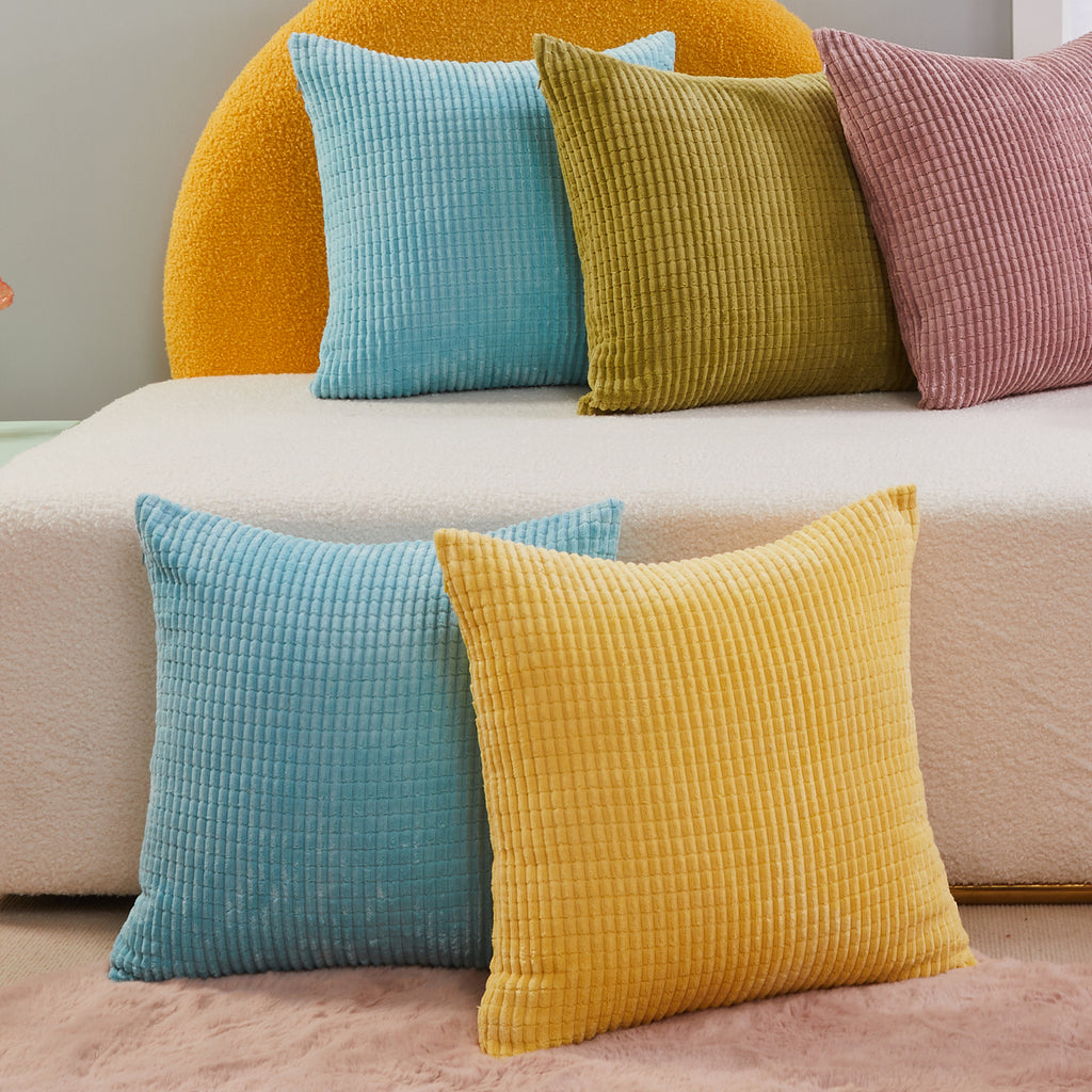 Deconovo Housse de coussin en velours, coloris doré, 50 x 50 cm, 1 pièce