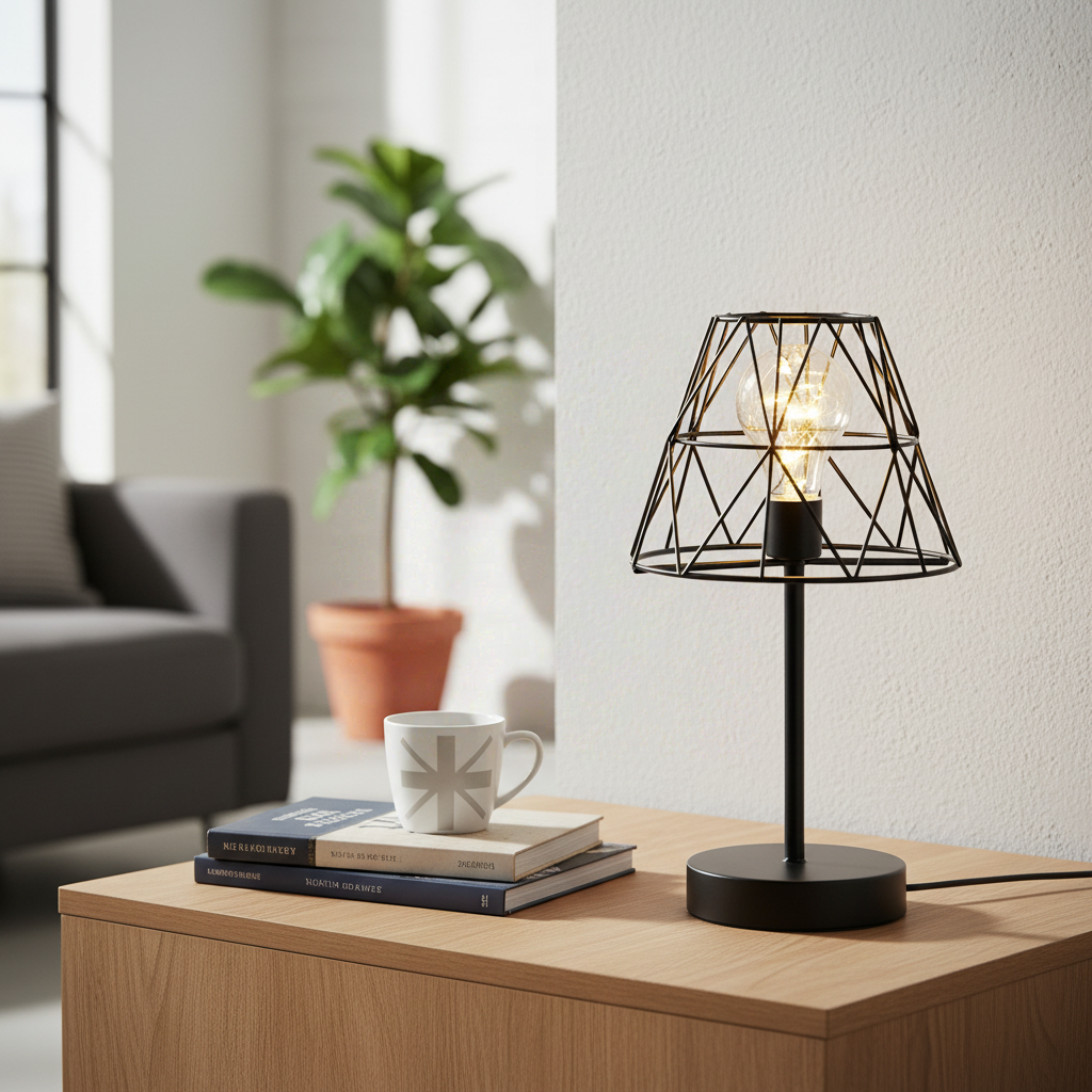 17 Stories Lampe de table LED en fer épuré - Noir