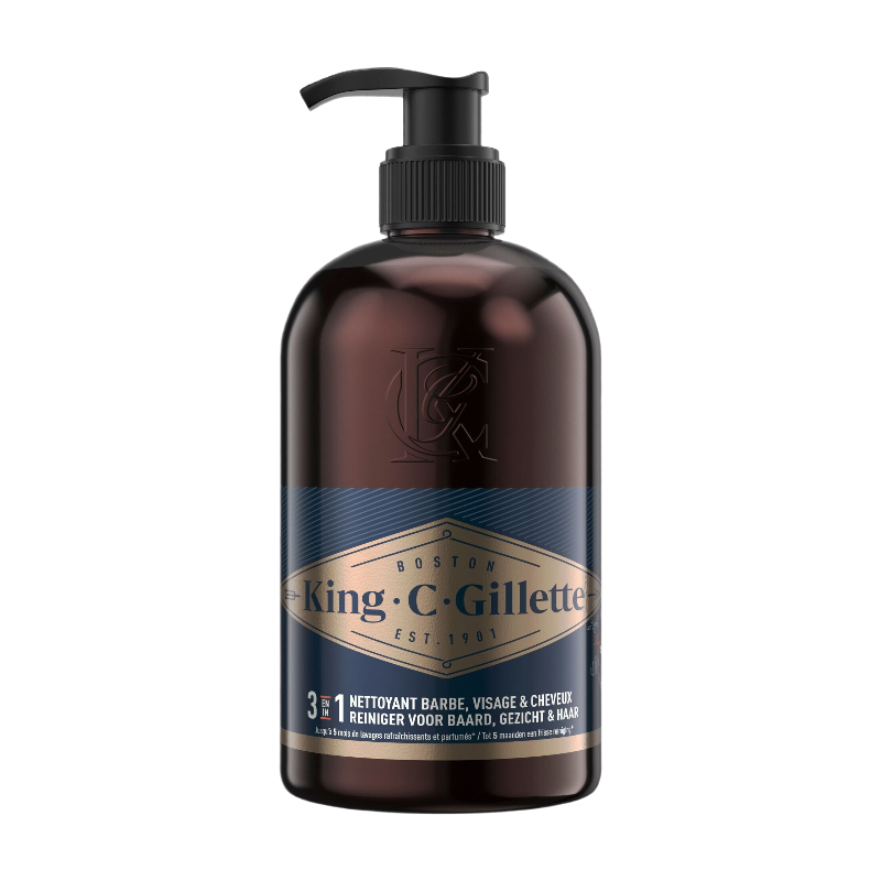 King C. Gillette Nettoyant 3-en-1 pour barbe, visage et cheveux - 350 ml