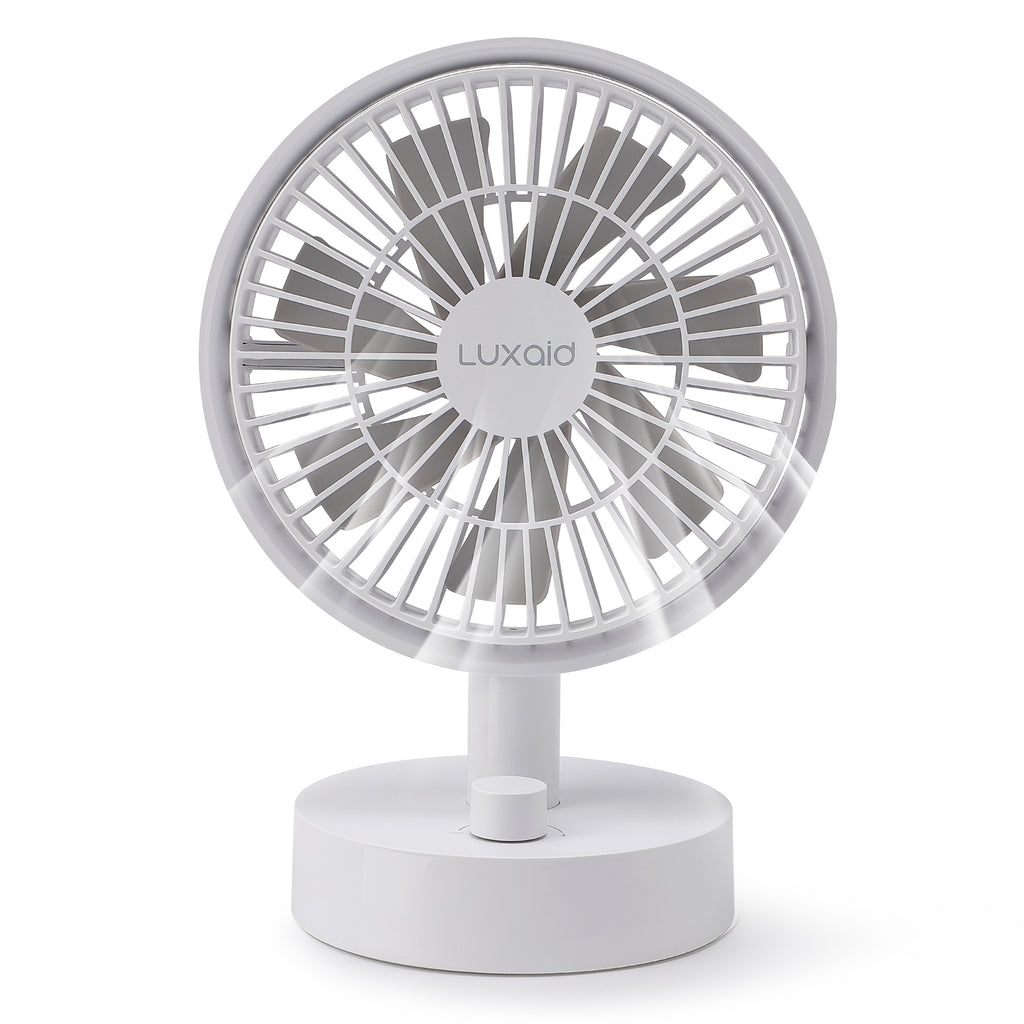 Luxaid Ventilateur de Bureau, Batterie 2000 mAh USB-C, 10 Vitesses, Oscillation 160°, Silencieux, Portable