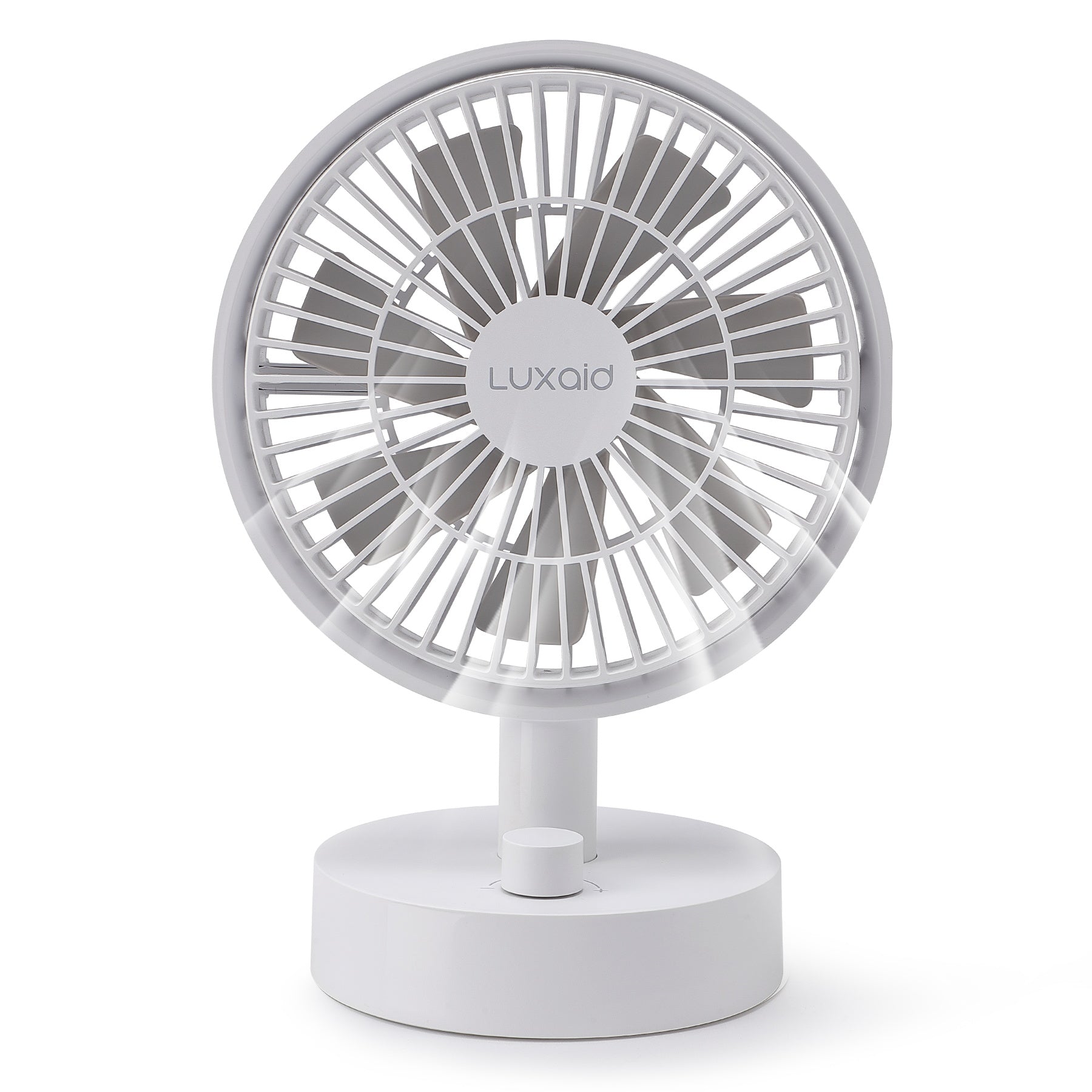 Luxaid Ventilateur de Bureau, Batterie 2000 mAh USB-C, 10 Vitesses, Oscillation 160°, Silencieux, Portable