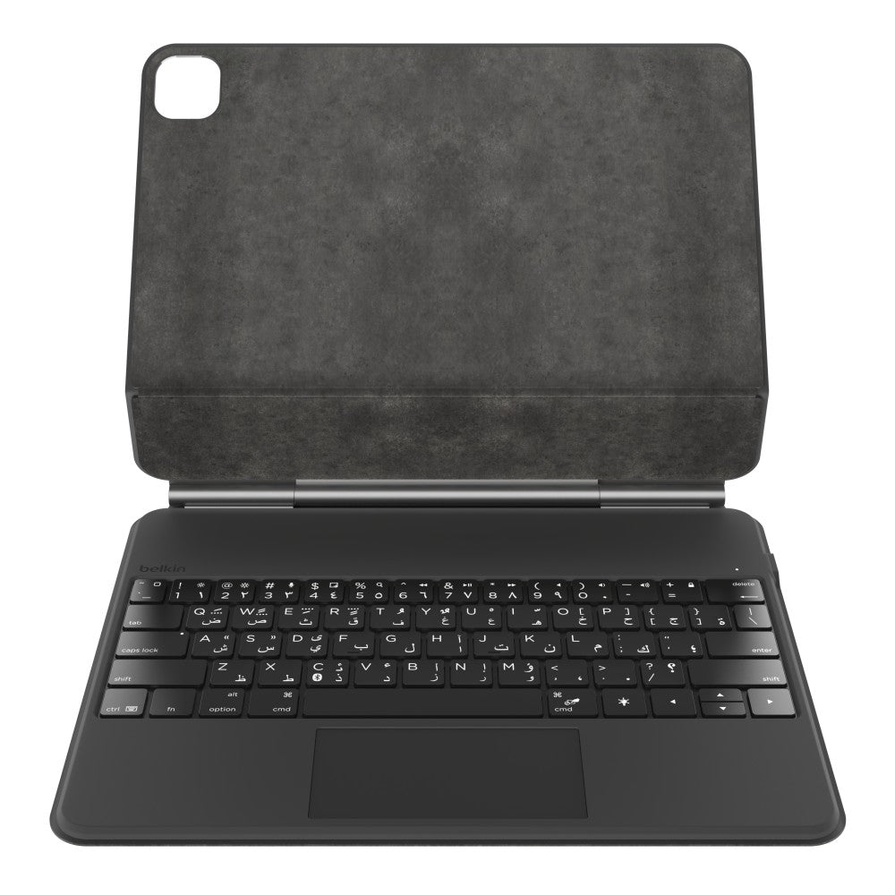 Belkin Pro Étui clavier pour iPad avec support magnétique, rétroéclairé, touches tactiles multipoints, compartiment pour Apple Pencil, clavier sans fil AZERTY pour iPad M4 Pro 13"