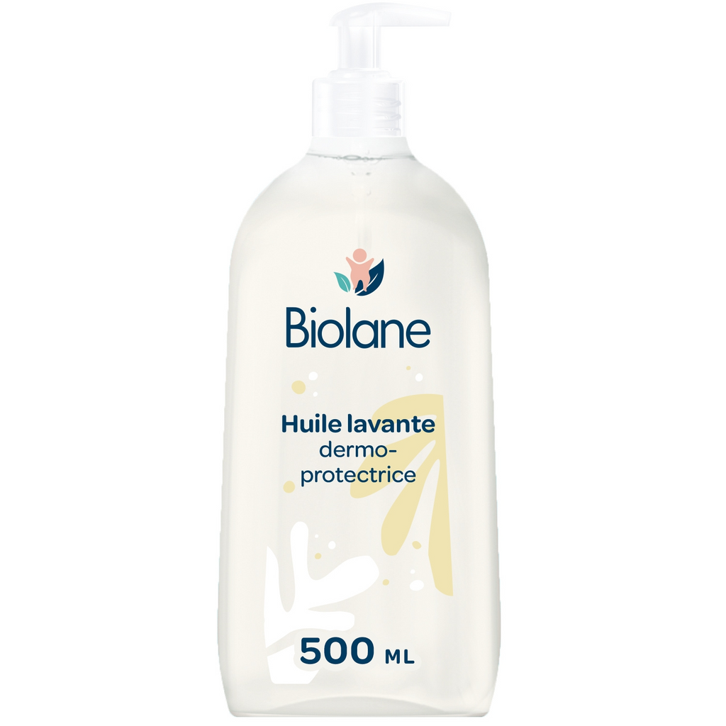Biolane Huile Nettoyante Dermo-Protectrice, pour Peaux Sèches et Sensibles, 500 ml