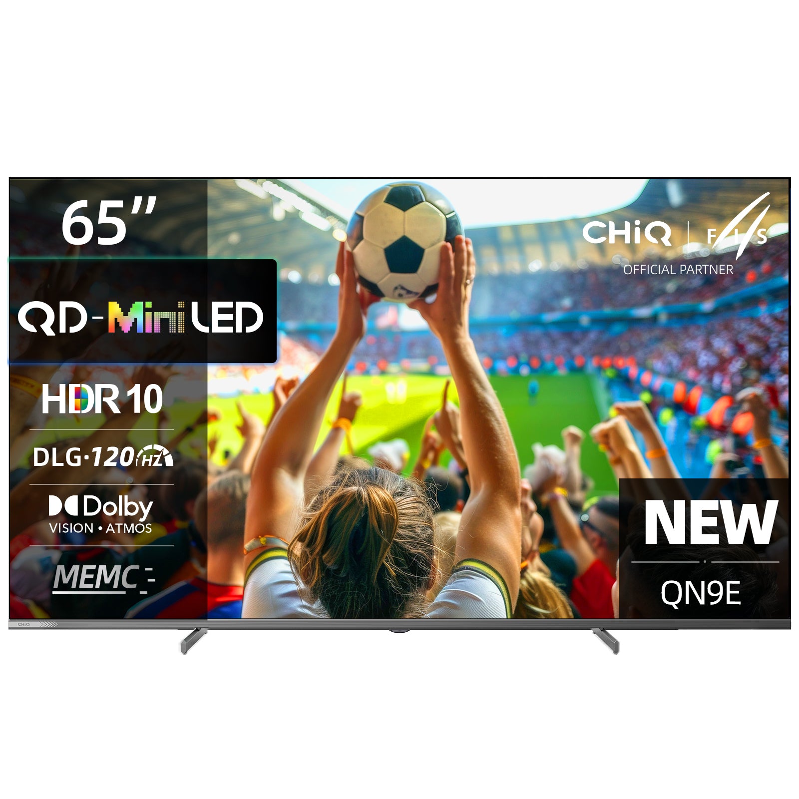 CHiQ M65QN9E TV 4K UHD Mini LED QLED 65" | Dolby Atmos/Vision | DLG 120Hz + MEMC | Google TV (Android 14) | Google Assistant | Cadre en métal & Design fin