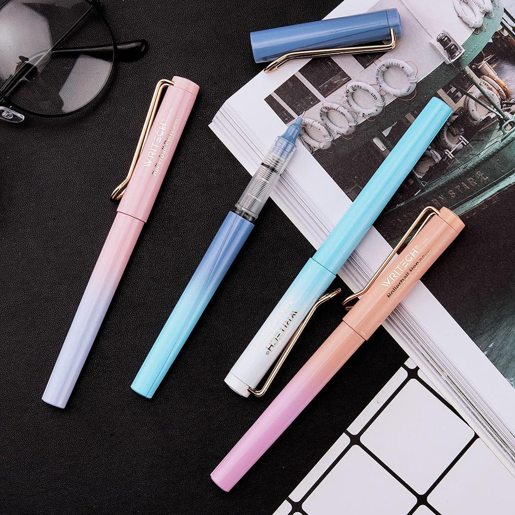 WRITECH Lot de 8 stylos à encre liquide à bille 0,5 mm - Noir