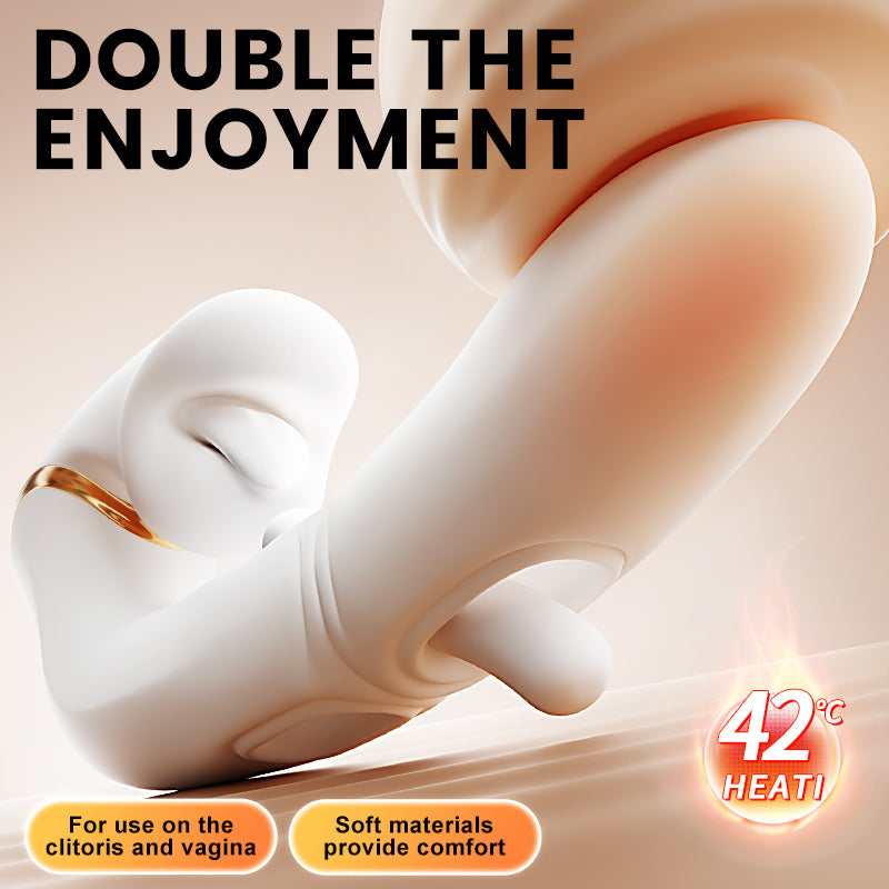 AAV Rabbit Vibromasseur 5-en-1 pour Femme, Stimulateur Clitoridien & Point G avec 10 Modes Léchage et Pulsation, Double Stimulation & Chauffage, Sextoy Rechargeable