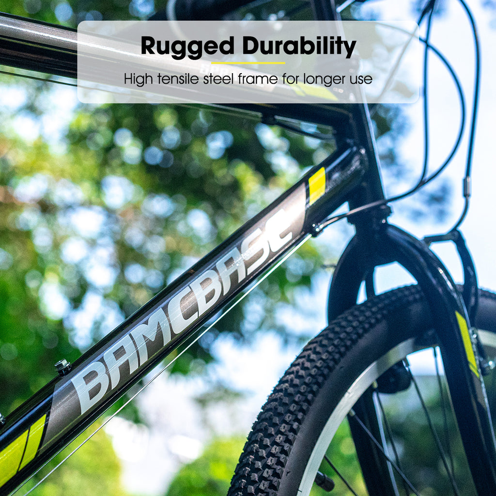BAMCBASE Sprague, VTT sportif adulte 21 vitesses pour hommes et femmes, cadre en acier haute résistance, noir, 24 po