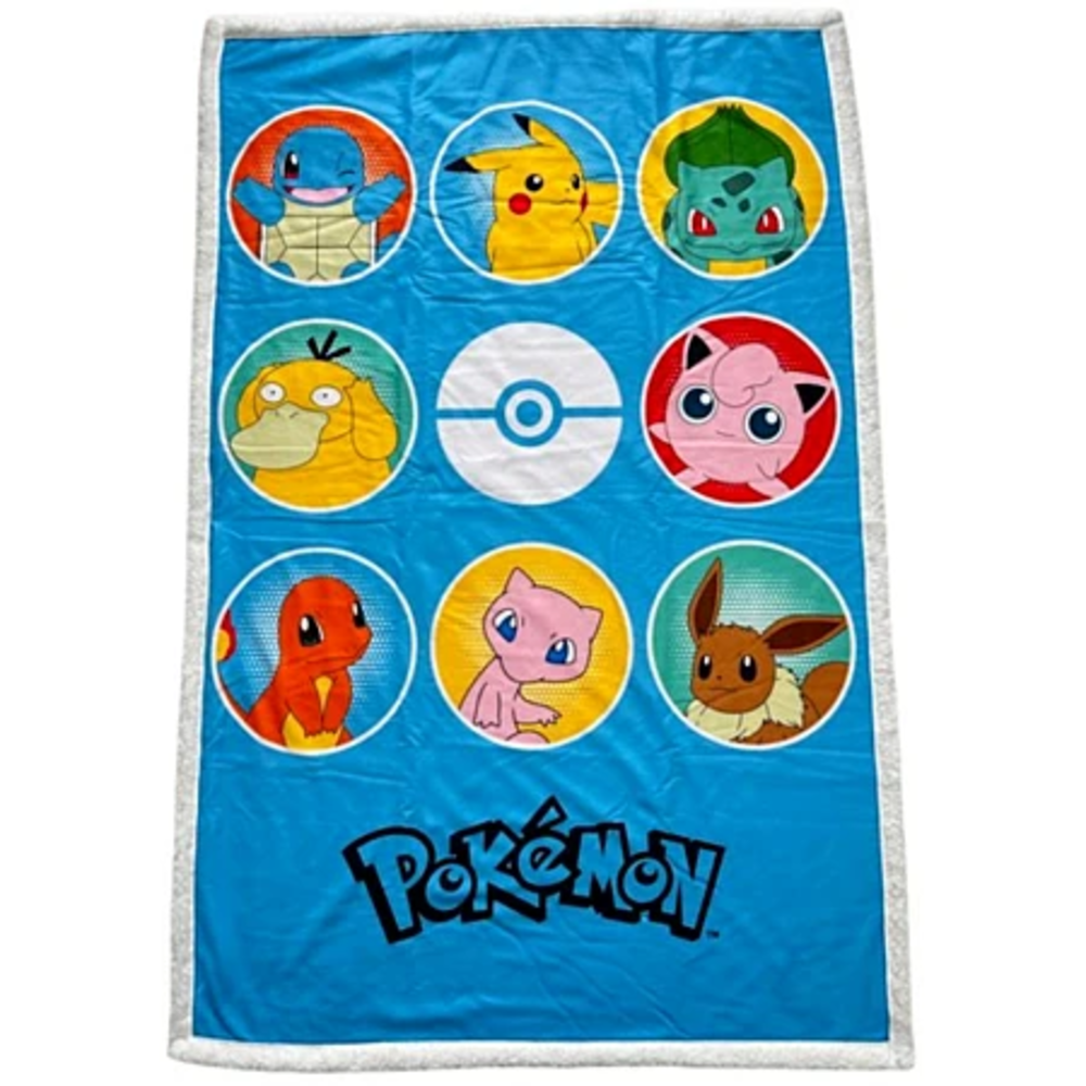 WT&T Plaid polaire sherpa Pokémon Pokédex de Kanto 100 x 150 cm