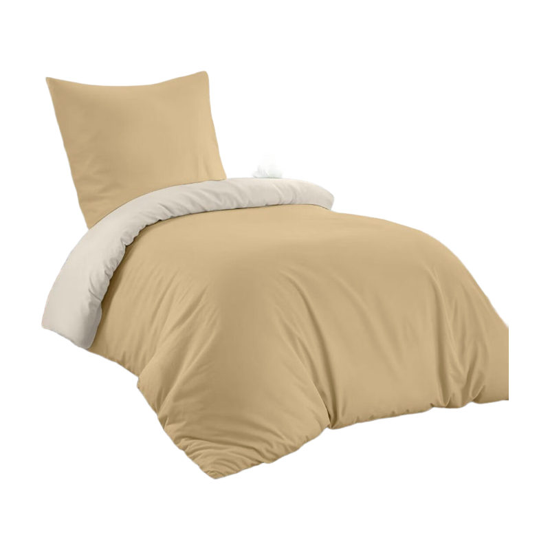 MENDALE Housse de couette - Ensemble de literie de qualité supérieure - Housse de couette 140*200 cm avec taie d'oreiller 65*65 cm - Microfibre douce brossée - Blanc cassé et kaki