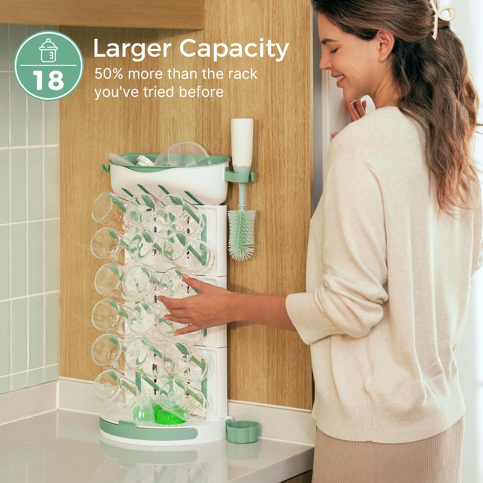 Momcozy Égouttoir à biberons à monter soi-même DK01 (Vert, 1 ensemble)