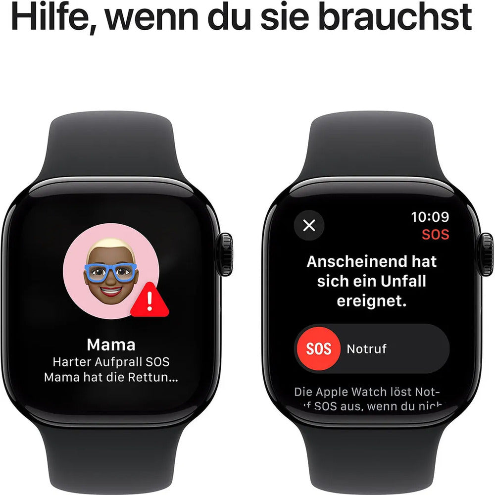 Apple Watch Series 10 GPS WiFi - 42 mm - Noir - Taille S/M - 2024 - Bracelet Sport Noir S/M