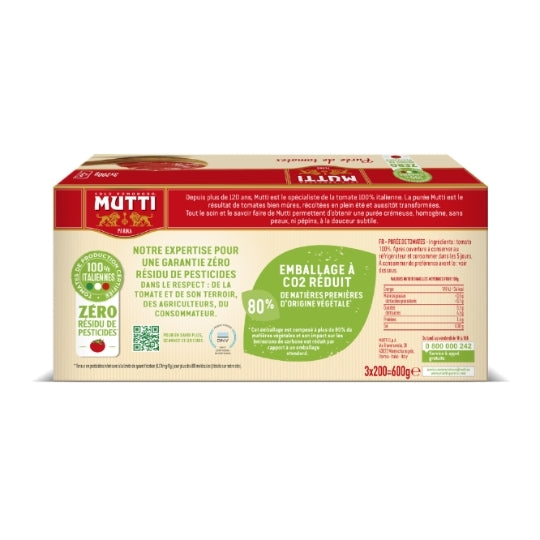 MUTTI purée tomate zéro pesticides 3x200g