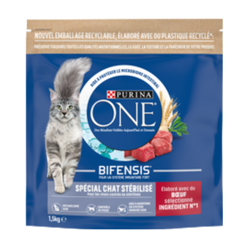 Purina One Bifensis Aliment pour chat adulte stérilisé au bœuf - 1,5 kg