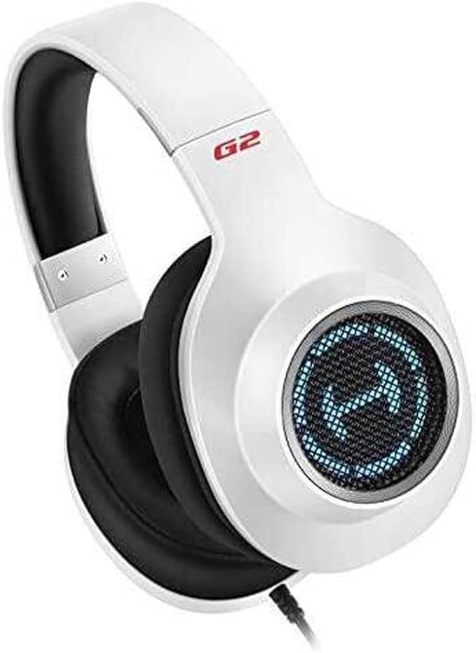Edifier G2II Casque gaming filaire pour PC et PS4 avec son surround 7.1 et microphone à réduction de bruit, éclairage RGB, haut-parleurs 50 mm - Blanc