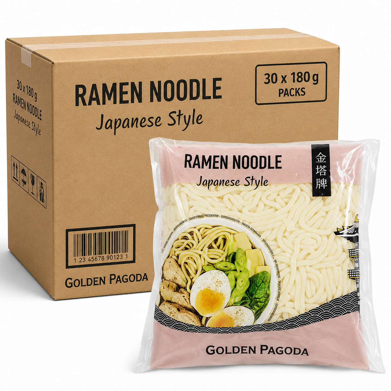 GOLDEN PAGODA Nouilles ramen fraîches style japonais - 30 x 180 g